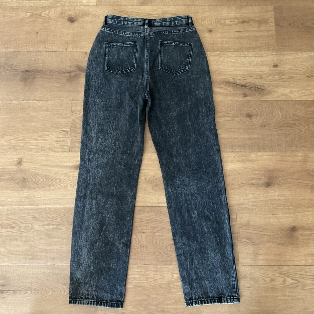 12th Tribe Black High Rise Straight Leg Jeans 26 Cotton Denim High Waisted - Picture 7 of 11